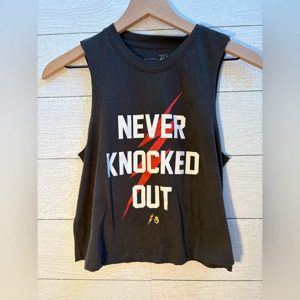 Spiritual Gangster x Kendall Toole Never Knocked Out Crop Tank in Grey Sz XS - Picture 5 of 8
